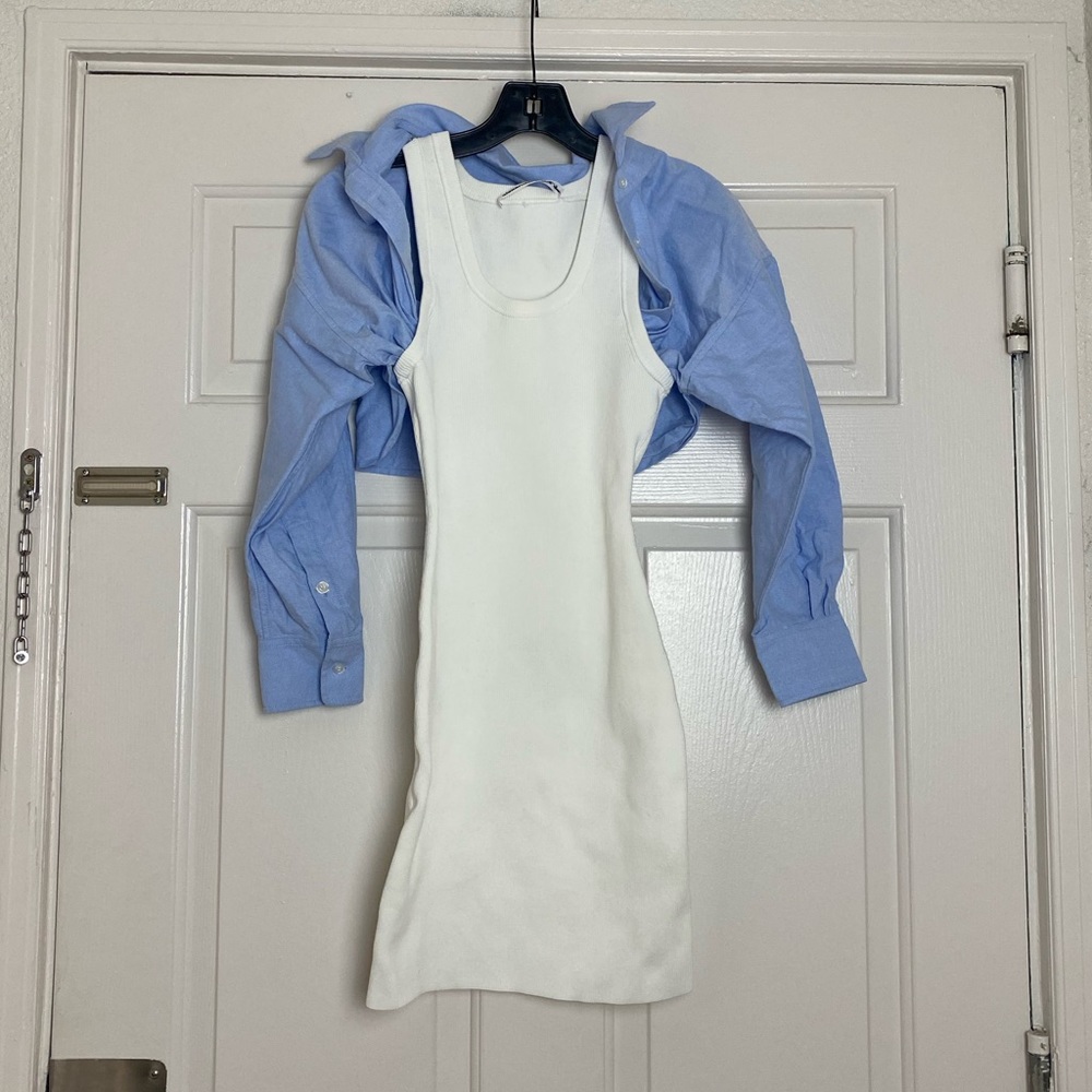 Alexander Wang T Bi-Layer Off Shoulder Oxford Shi… - image 5